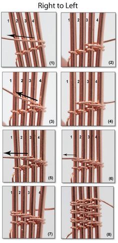 four pictures showing different stages of copper wire