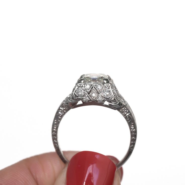 *VIEW A VIDEO OF THIS RING* https://youtu.be/KAfWFamWlWM This ring can be sized up or down 4 sizes for an additional $40. If you wish to have a ring sized please purchase the item and note the size in the message section. Ring Size: 7 Metal Type: Platinum [Hallmarked, and Tested] Weight: 5.4 grams Center Diamond Details: GIA REPORT # 6204639065 Weight: 1.49ct Cut: Antique Asscher Color: K Clarity: VS1 Side Diamond Details: Weight: .20cttw Cut: Antique Single Cut Color: G Clarity: VS Finger to To Classic Gia Certified Cluster Ring In 14k White Gold, Classic Gia Certified Platinum Ring, Antique White Gold Gia Certified Diamond Ring, Gia Certified Art Deco Platinum Rings, Antique Gia Certified White Gold Diamond Ring, Gia Certified Platinum Art Deco Ring, Gia Certified Art Deco Platinum Jewelry, Heirloom Platinum Diamond Ring Gia Certified, Heirloom Gia Certified Platinum Diamond Ring