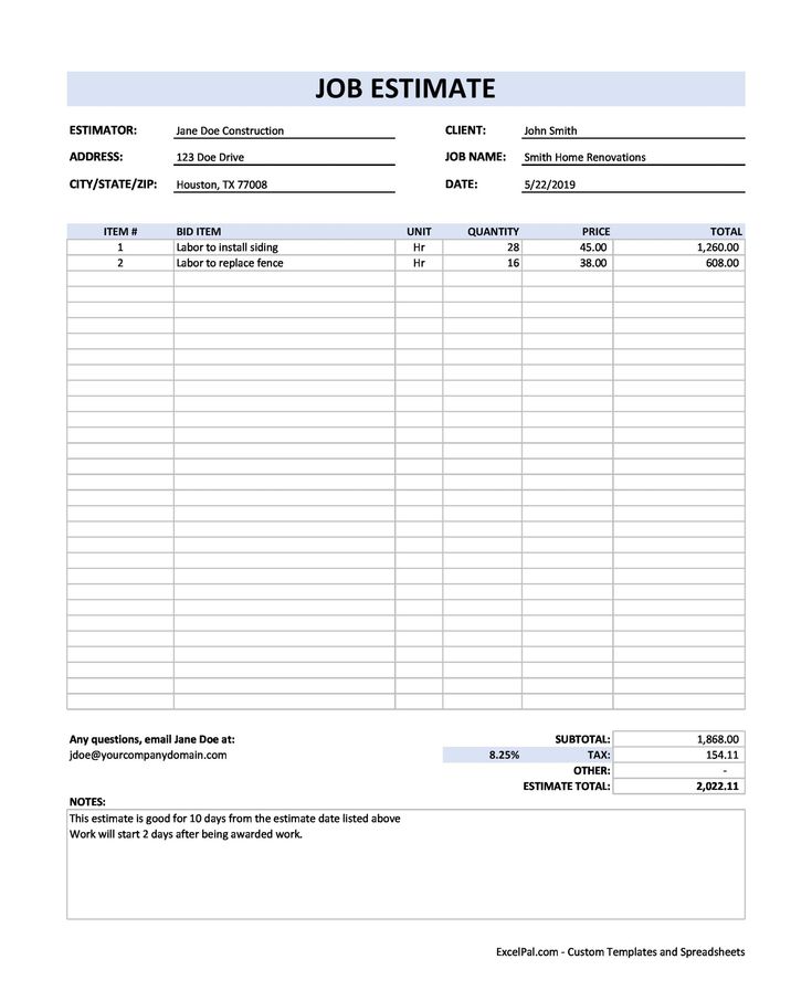 an invoice form with the words job estmate written on it, as well as