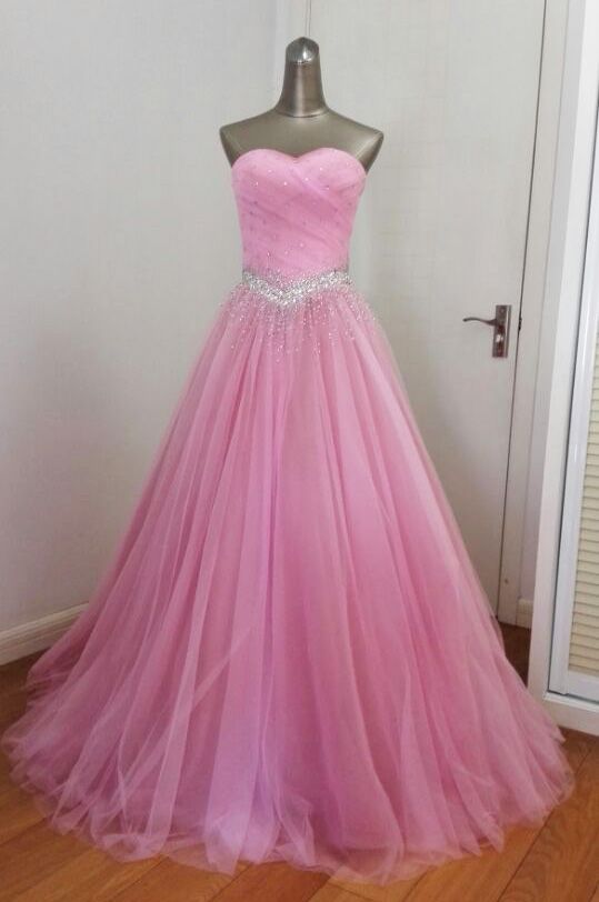 Pink Beaded Cute Party Dress, Sweet Pink Tulle Long Formal Dress 2019 on Luulla Sweet 16 Organza Ball Gown Dress, Fitted Sleeveless Quinceanera Dress For Party, Embellished Ball Gown Princess Dress For Prom, Fitted Tulle Princess Dress For Prom Season, Fitted Tulle Princess Dress For Prom, Pink Embellished Princess Ball Gown, Pink Sequin Dress For Debutante Ball, Fitted Pink Quinceanera Dress For Party, Tulle Princess Dress With Sweetheart Neckline For Prom