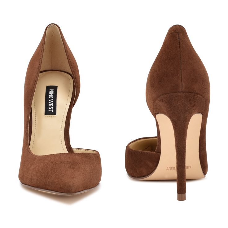 Folowe d'Orsay Pointy Toe Pumps - Nine West Chic Almond Toe Pump With 4-inch Heel, Almond Toe Heels With 4-inch Heel For Night Out, Sleek Pointed Toe Heels For Fall, Pointed Toe Heels For Fall Night Out, Pointed Toe Heels For Night Out, Fall Season, Pointed Toe Heels For Night Out In Fall, Fall Pointed Toe Heels For Night Out, Fall Pointed Toe Heels With Wrapped Heel, Fitted High Heel Pumps With 4-inch Heel