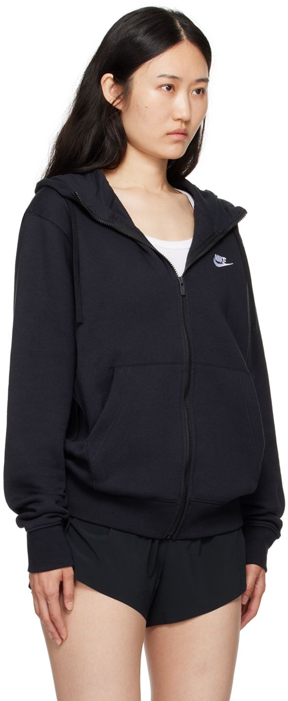 Brushed cotton-blend fleece hoodie. · Drawstring at hood · Stand collar · Zip closure · Logo embroidered at chest · Patch pockets · Rib knit hem and cuffs Please note that this item may be shipped only within North America. Supplier color: Black/Black/White Athleisure Fleece Hoodie With Drawstring, Fleece Hooded Jacket With Drawstring For Fall, Cozy Sweats With Drawstring For Winter, Cozy Winter Sweats With Drawstring, Sporty Fleece Hoodie With Drawstring, Black Fleece Hoodie With Drawstring, Sporty Hooded Sweats With Drawstring, Athleisure Hooded Sweatshirt With Drawstring, Fleece Sweatshirt With Drawstring