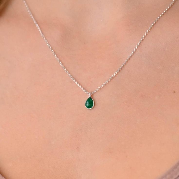 This dainty silver emerald green pendant necklace has a delicate silver chain. The chain is solid sterling silver 925., and there is an extension so that the size can be adjusted. There are different stonees to choose from. The stones are natural stones and no 2 are identical, but they are similar. If you would like a custom order or have any questions please contact me, thanks. Emerald Green Necklace, Green Pendant Necklace, Green Pendant, Green Pendants, Green Necklace, Necklaces For Women, Necklace Silver, Sterling Silber, Emerald Green