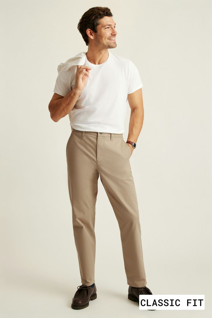 Stretch Washed Chino Pants: Tailored & Slim Fit Chinos Cotton Chinos With 5-inch Inseam And Pockets, Summer Tapered Leg Chinos In Chino Cotton Twill, Cotton Pants With Side Pockets And 5-inch Inseam, Summer Straight Leg Chino Cotton Twill Bottoms, Summer Tapered Leg Chino Cotton Twill Pants, Summer Straight Leg Chino Bottoms, Basic Pants With Elastic Waistband For Everyday, Basic Everyday Pants With Elastic Waistband, Casual Chinos With 5-inch Inseam And Hip Pockets