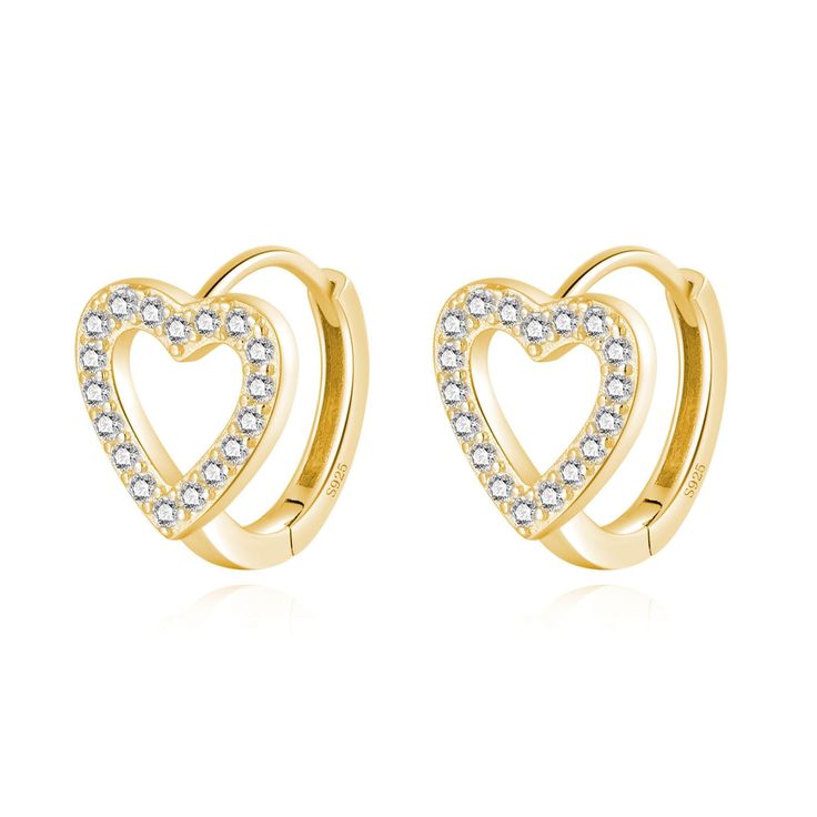 PRICES MAY VARY. Material: Except for cubic zirconia, these heart hoop earrings are all made of genuine 925 Sterling Silver, which is Hypoallergenic, Lead-free, Nickel-free, Cadmium-free. Size: The total length is about 1.3cm/0.5in. Its weight is about 1.8g/pair. Made of 925 sterling silver, it is lightweight and no pressure on the ears. Design: These cz heart hoop earrings add a simple and fashion accessory for your everyday wear. Gift: Each pair comes with an exquisite and cute gift box separa Heart-shaped Cubic Zirconia Hoop Earrings, Trendy Stud Earrings, Heart Hoop Earrings, Hollow Heart, Heart Dangle Earrings, Huggie Earrings, Small Earrings, Hoop Earrings Small, Small Heart