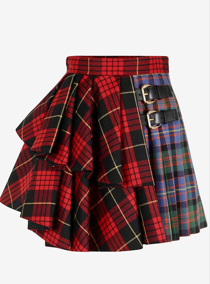 Ropa Upcycling, Tartan Skirt, Alt Fashion, Wool Skirt, Plaid Fashion, Plaid Skirt, Mode Inspo, Wool Skirts, Pleated Mini Skirt