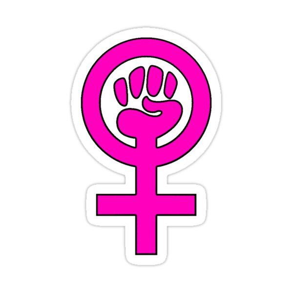 a pink female symbol sticker on a white background