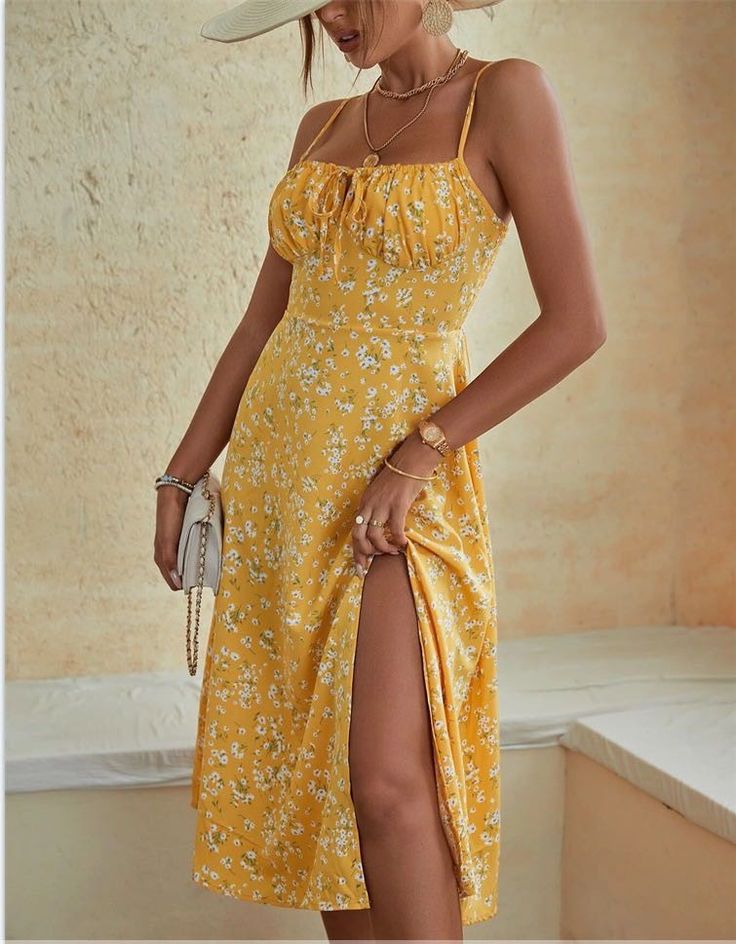 Marguerite Floral Midi Dress. Party Dress Long Sleeve, Yellow Lace, Puff Sleeve Dresses, Dress Yellow, Sleeveless Floral Dress, Lace Midi, Lace Midi Dress, Party Dress Long, Boho Maxi Dress