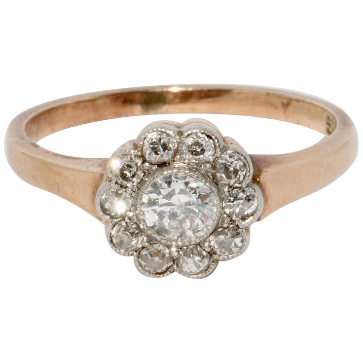 Charming antique old cut diamond ring, 14 carat gold. Ring size can be adjusted on request. Including certificate of authenticity. Floral Engagement Ring, Platinum Diamond Engagement Rings, Platinum Diamond Rings, Blue Sapphire Diamond, Platinum Engagement Rings, White Gold Engagement, White Gold Engagement Rings, Gold Art, Vintage Jewels