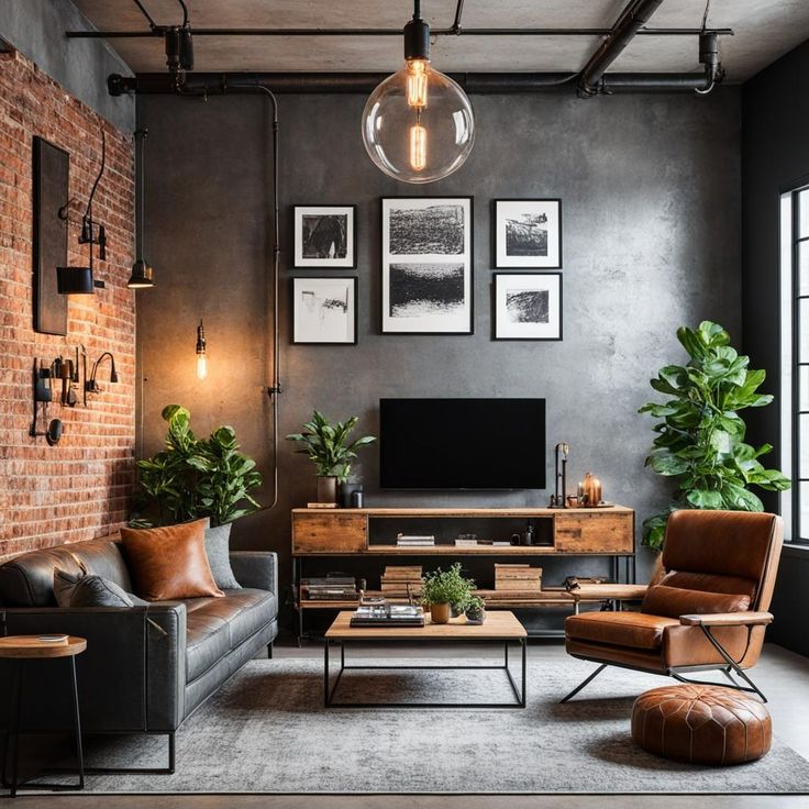 a living room filled with furniture and a flat screen tv mounted to the wall next to a window