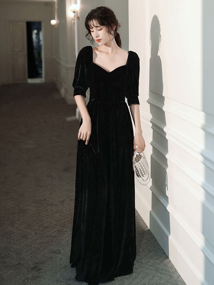 Black velvet dress, elegant long sleeve formal dressMaterial:velvetColor:as picture or custom colorNeckline:square neckBack details:zipperStyle:elegantDress type: A-line&ltp&gtFeatures: formal</p>&ltbr/>&ltp&gtCustomized service and Rush order are available.</p>&ltbr/>&ltp&gtThis dress could be custom made, there are no extra cost to do custom size and color.</p>&ltbr/>&ltp&gtPlease leave your phone number for shipping when y Fitted A-line Velvet Dress For Formal Occasions, Long Sleeve Velvet Evening Dress, Elegant Velvet Dress With Square Neck, Fitted Long Sleeve Velvet Dress For Banquet, Elegant Long Sleeve Velvet Prom Dress, Fitted Long Sleeve Velvet Dress For Formal Occasions, Elegant Long Sleeve Velvet Dress For Banquet, Square Neck Velvet Dress For Party, Velvet Long Sleeve Dress For Gala