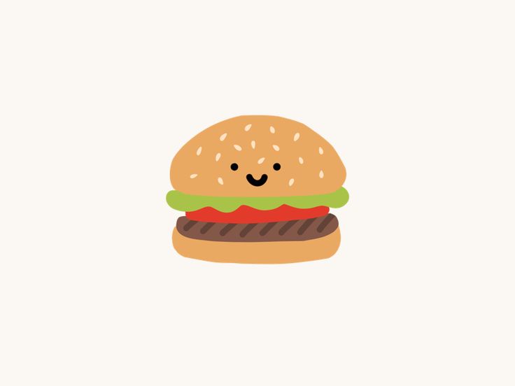 a hamburger with a smile on it's face