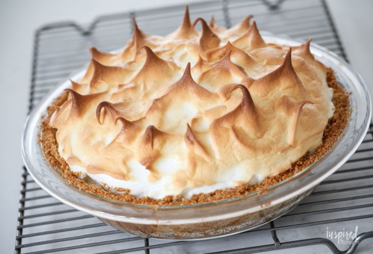 a pie sitting on top of a cooling rack