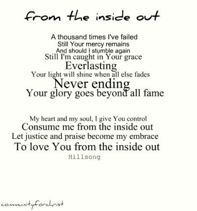 a poem written in black and white with the words from the inside out on it