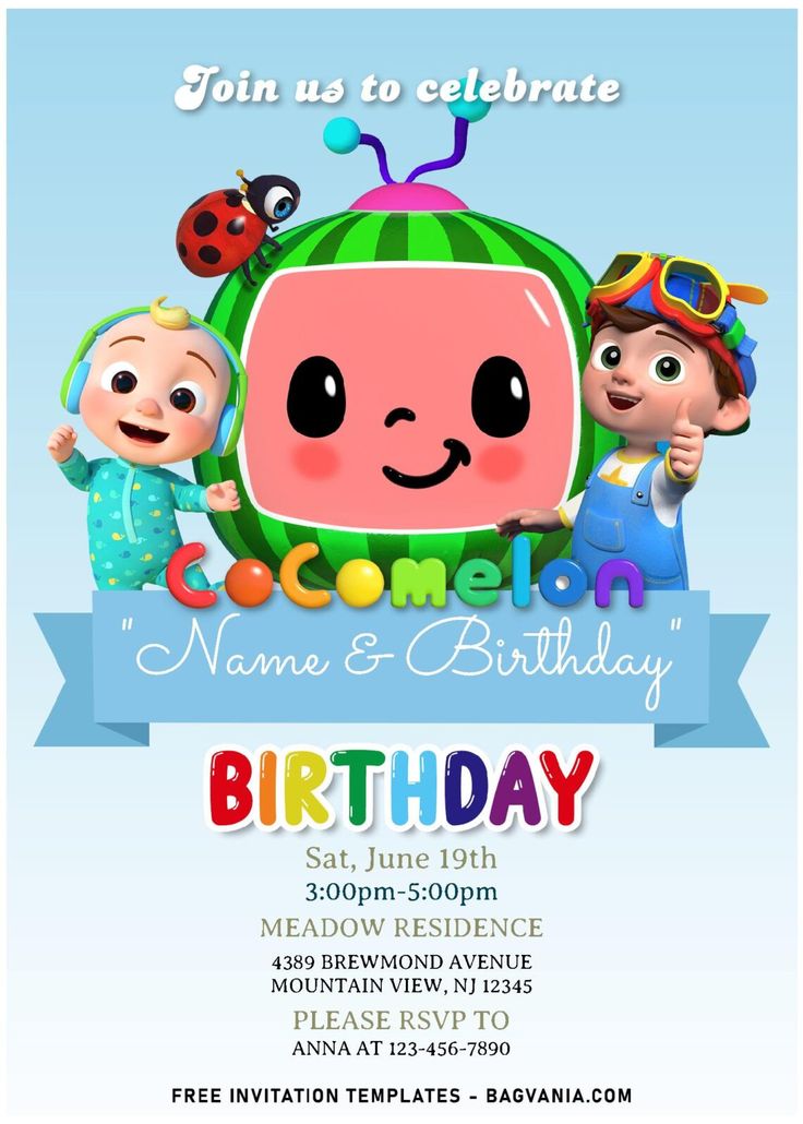 a birthday party flyer with cartoon characters and the words, name and age on it