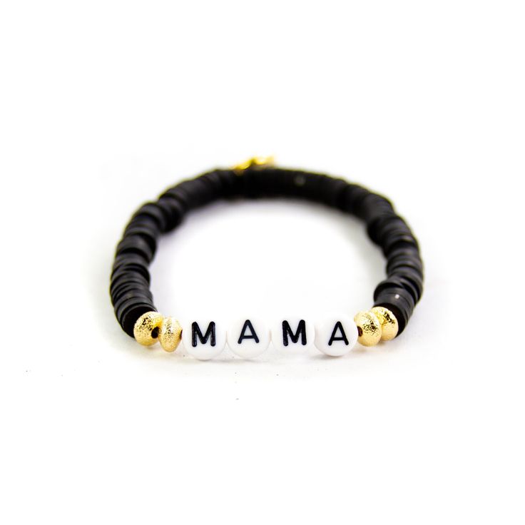 You will love these Mama bracelets, grab a few for yourself or they make a great gift for your favorite Mama. These beautiful bracelets are handmade with high quality beads. Size:Adult bracelet - Standard size- Fits wrist size 7" comfortably Stretchy1 Bracelet included Heishi Bracelet, Mama Bracelet, Beautiful Bracelets, Beautiful Bracelet, Mens Bracelet, Stroller, Great Gifts, Beaded Bracelets, Size 7