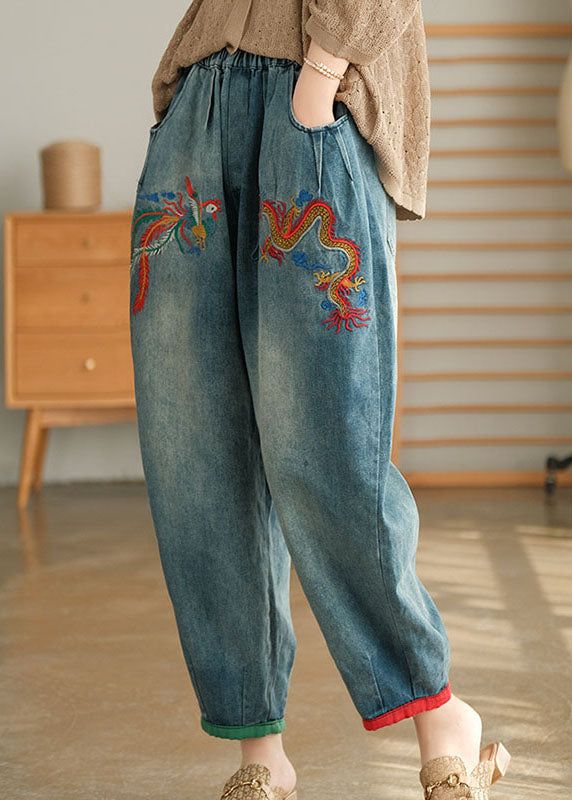 Unique Blue Casual Pockets Embroideried Harem Fall Denim PantsFabric: Cotton BlendedSize & Fit: This garment fits true to size.Length: Size XL measures 35.1"from waist to hem.Waist:Fitted - very fitted at natural waist Hip: Loosely Fitted. room for hips. Hand Wash Cold. Fall Denim, Denim Patterns, Embellished Jeans, Jeans Casual, Embroidered Jeans, Denim Pants, Mom Jeans, Women Jeans, Cotton Blend