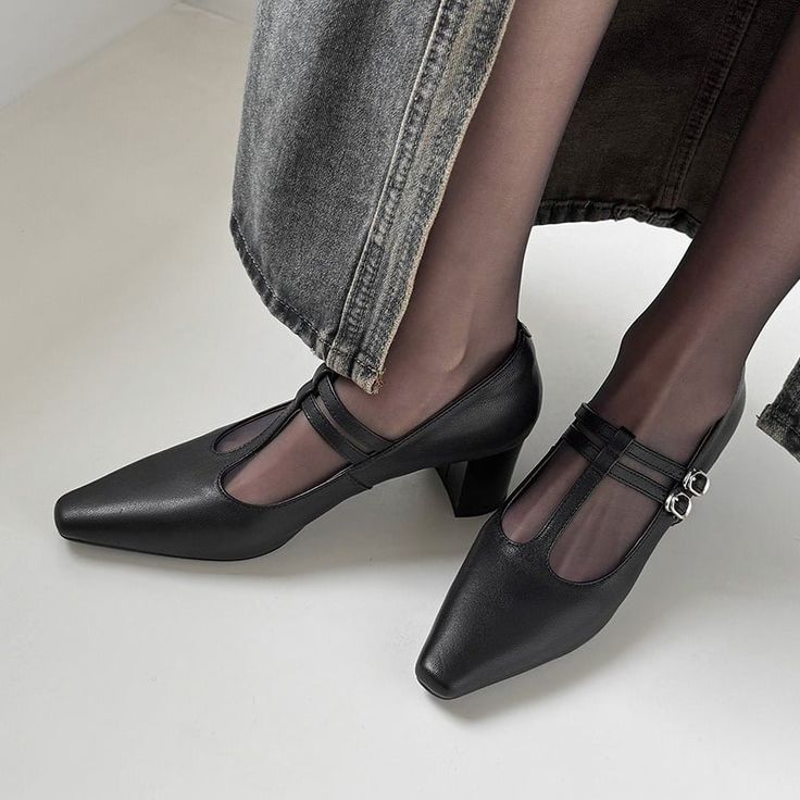 CHIKO Jacqueline Pointy Toe Block Heels T-Strap Shoes feature leather upper, leather lining, rubber sole. Heel height is approx. 2" (5 cm) Classic Romantic Style, Strap Shoes Heels, Block Heel Loafers, T Strap Shoes, Block Heel Boots, Kinds Of Clothes, Strap Shoes, Jane Shoes, Beauty Ideas