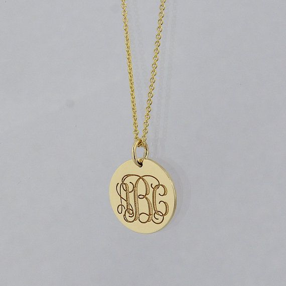 3 Initial Monogram Tiny Round Disc Charm Pendant Necklace Deep Initial Monogram, Charm Pendant Necklace, Monogram Initials, Unique Charms, Initial Necklace, Style Ideas, Women's Jewelry, Charm Pendant, Laser Engraving