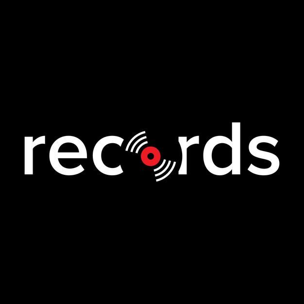 records logo on black background with red and white circles in the center, which reads records