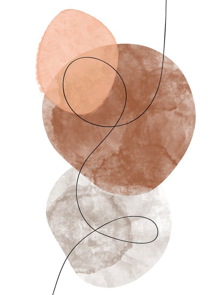 an abstract painting with circles and lines on the bottom, in shades of brown, beige and white