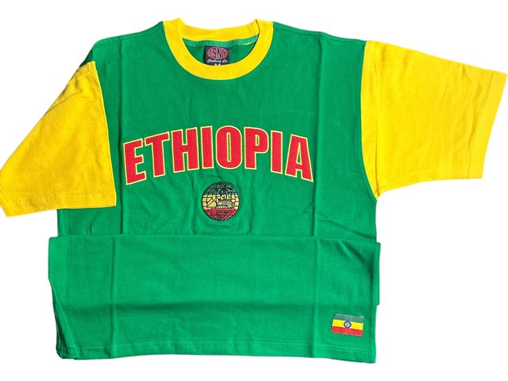 Ethiopia Soccer Football 100% cotton Shirt Premium embroidery All sizes available Please refer to size chart in picture for measurements Returns accepted within 30 days.  Ships from USA Green Long Sleeve T-shirt With Embroidered Logo, Embroidered Cotton Shirt For Streetwear, Green Cotton Top With Embroidered Graphics, Green Embroidered Cotton Shirt, Embroidered Green Cotton Shirt, Green Cotton Tops With Embroidered Logo, Embroidered Green Tops For Streetwear, Green Cotton Top With Embroidered Logo, Green Cotton Shirt For Streetwear