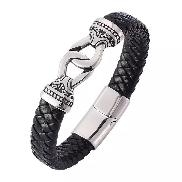 Items Condition: 100% Brand New Material: Stainless Steel / Genuine Leather Bracelet Color: Black Metal Color: Steel Color Quantity: 1pcs Size: Inner Perimeter 17.5cm - Suitable For The Wrist Circumference 160-170mm Inner Perimeter 18.5cm - Suitable For The Wrist Circumference 170-180mm Inner Perimeter 19.5cm - Suitable For The Wrist Circumference 180-190mm Inner Perimeter 20.5cm - Suitable For The Wrist Circumference 190-200mm Width: 1.1cm Warm Tips: Thanks For Your Visiting,Because Of The Phot Elegant Black Metal Braided Bracelets, Classic Black Leather Bracelet Gift, Classic Black Leather Bracelet For Gift, Elegant Stainless Steel Leather Bracelet, Elegant Black Stainless Steel Braided Bracelets, Gift Black Leather Bracelet With Stainless Steel Clasp, Black Leather Bracelet With Stainless Steel Clasp As Gift, Elegant Black Leather Bracelet With Stainless Steel Clasp, Elegant Black Braided Bracelet For Formal Occasions