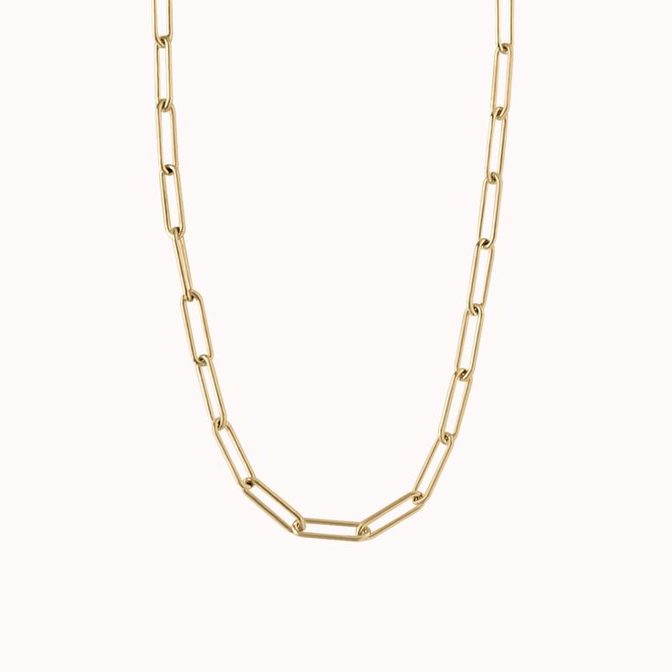 We've gone bolder than ever before! This chain is THE new classic and a must have staple in every collection. The Paperclip Necklace is a versatile + bold chain that can go from a plain white tee, to dressing up the nines! Looking for it's daintier sister? Check out our Modern Chain if you want to go a little more subtle. Make it a set with the matching Bold Paperclip Bracelet. Handcrafted to order in our Salt Lake City studio ✨ Minimalist Jewelry With Chunky Paperclip Chain, Classic Everyday Jewelry With Paperclip Chain, Minimalist Chunky Paperclip Chain Jewelry, Classic Link Chain Necklace With Paperclip Design, Classic Link Necklaces With Paperclip Chain, Classic Link Chain Necklace With Paperclip Detail, Classic Link Chain Necklace With Paperclip Chain, Classic Oval Link Necklace For Everyday, Classic 14k Gold Chain Necklace With Chunky Chain