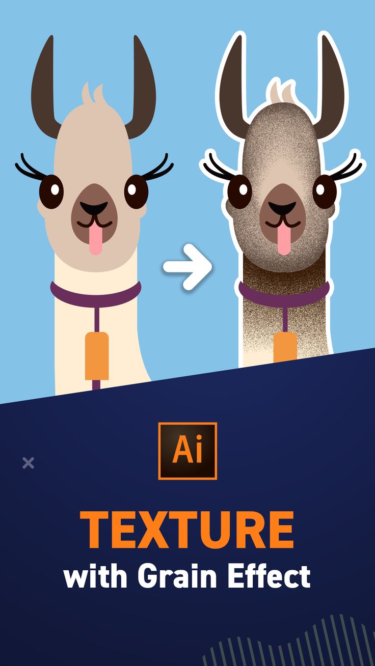 two llamas with text that reads, texture with grain effect