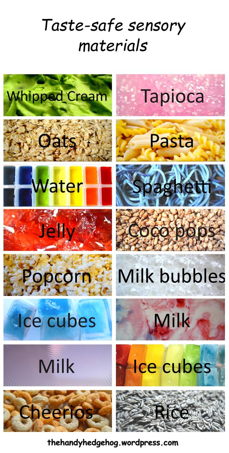 different types of food that are labeled in the words taste - safe, sensory materials