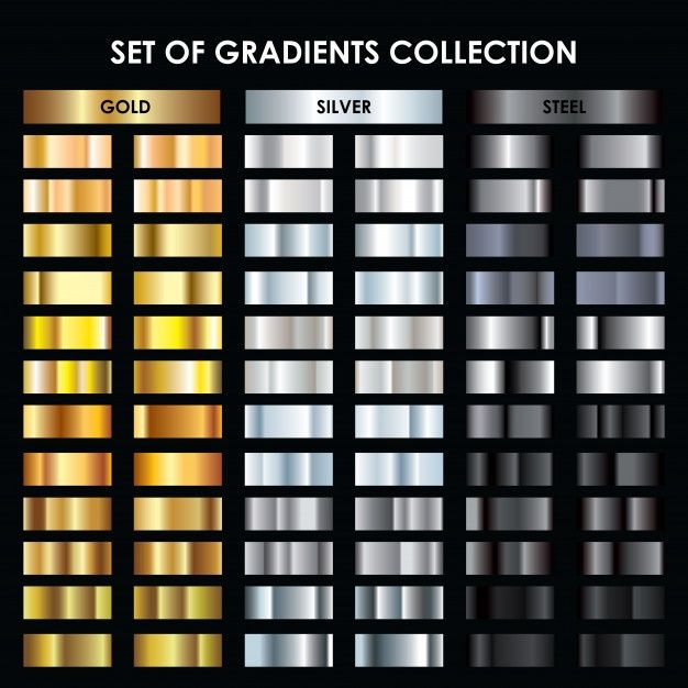 a set of metallics collection with different colors and sizes