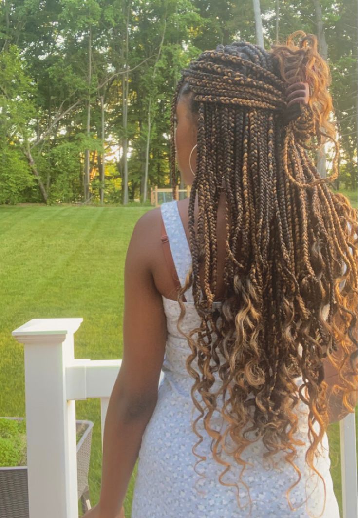 black girl with braided hair wearing a blue dress in front of a hill with trees Braids For Black, Big Box Braids Hairstyles, Braids Hairstyles Pictures, Cute Box Braids Hairstyles, Protective Hairstyles Braids, Box Braids Styling, Pretty Braided Hairstyles, Hairdos For Curly Hair, Natural Curls Hairstyles