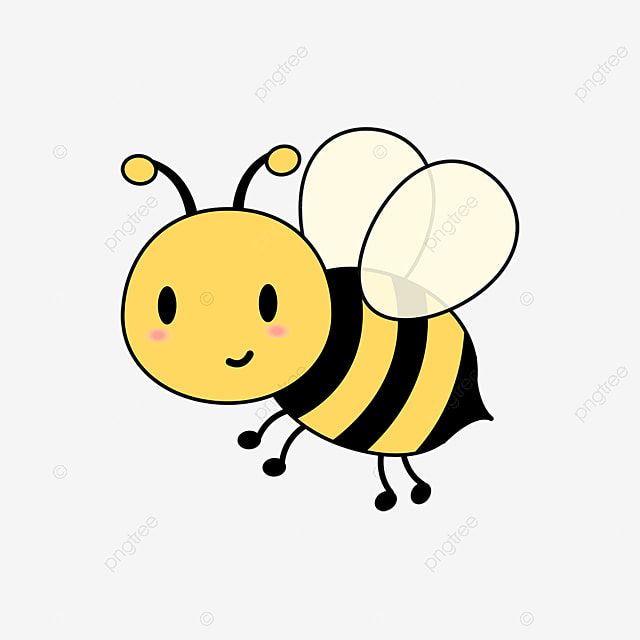 a cartoon bee flying in the air with its eyes closed and one eye open, on a