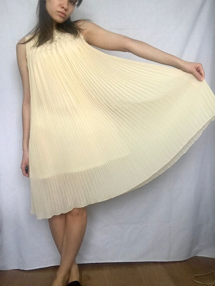 - size S/M - brand: Max C - made in england  - excellent condition Beige Pleated Sleeveless Dress For Summer, Summer Beige Pleated Mini Dress, Beige Pleated Mini Dress For Party, Beige Pleated Sleeveless Mini Dress, Beige Sleeveless Pleated Mini Dress, Beige Pleated Mini Dress, Cream Pleated Mini Dress For Summer, Spring Beige Pleated Mini Dress, Summer Cream Pleated Mini Dress