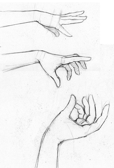 three hands reaching towards each other with one pointing at the other's hand, while another