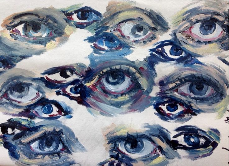 an image of many blue eyes with different shapes and sizes on it's surface