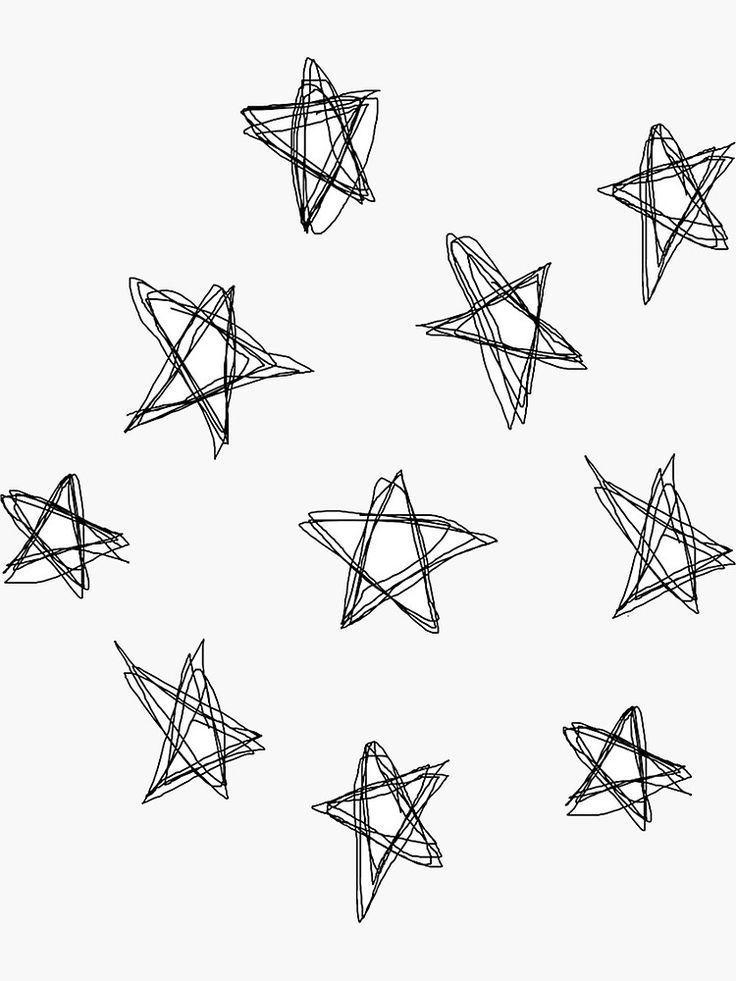 black and white drawing of stars on a white background