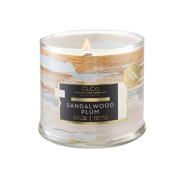 sandalwood plum candle in a glass jar