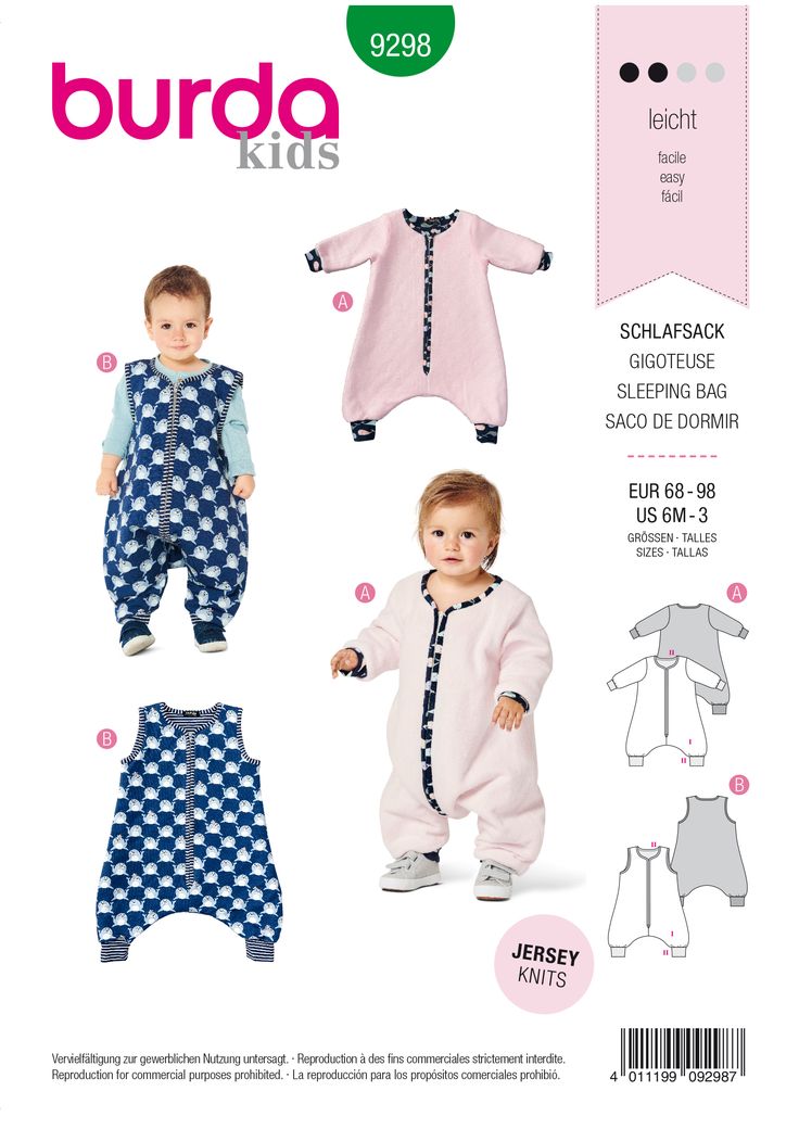 children's jumpsuits and footies sewing pattern from burdakids