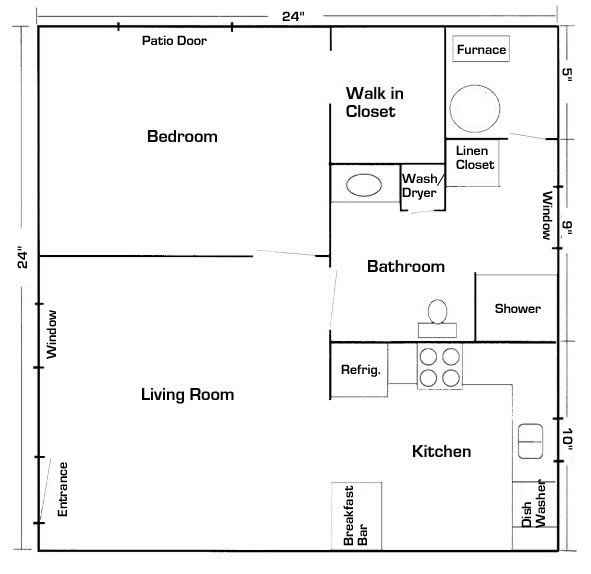 the floor plan for a two bedroom apartment with an attached bathroom and living room area