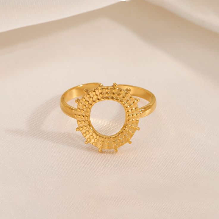 ADJUSTABLE SUNFLOWER RING Gold-plated Flower Open Ring, Gold Plated Open Flower Ring, Gold-plated Yellow Gold Flower Ring, Gold Plated Yellow Gold Flower Ring, Sunflower Ring, Sunflower, 18k Gold, Gold Plate, Plating