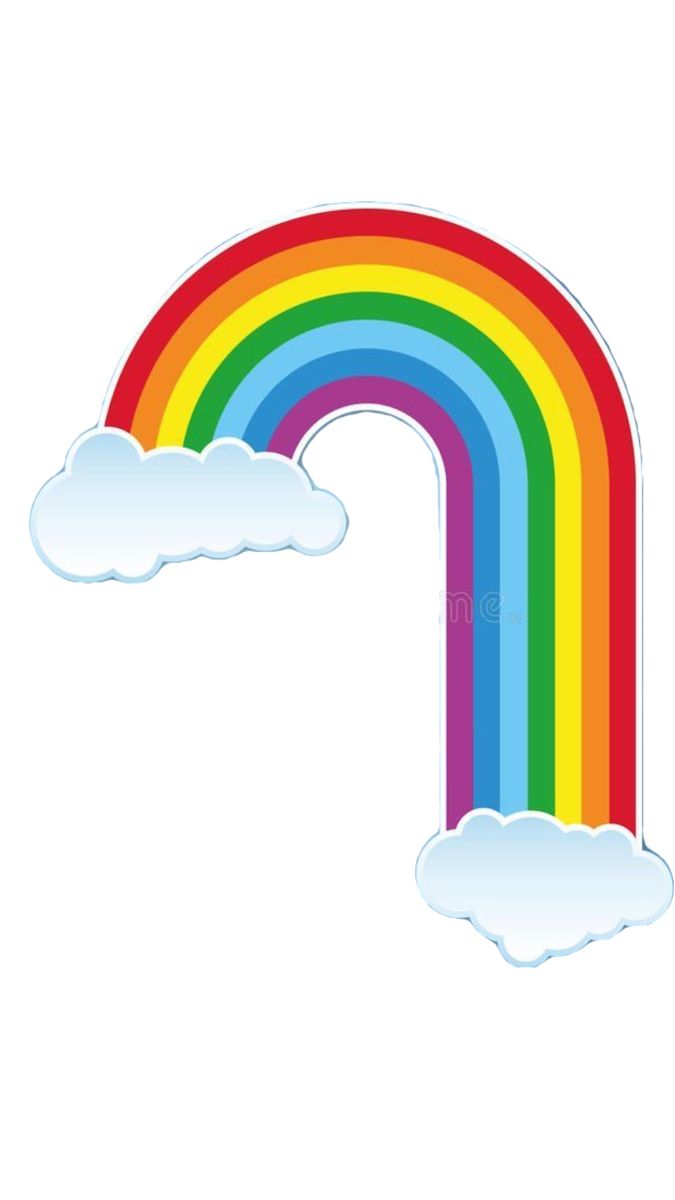 a rainbow with clouds in the sky on a white background royalty illustration for children and adults