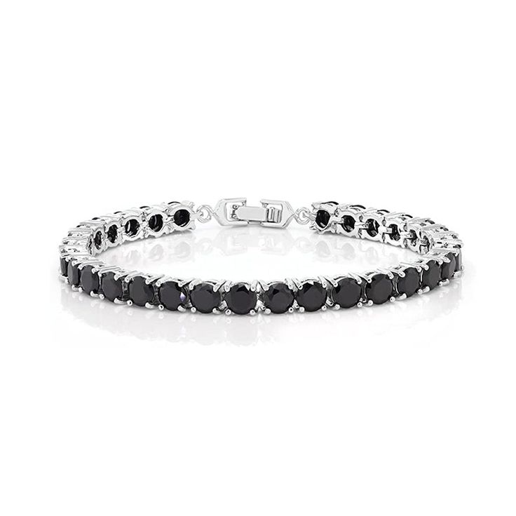 Illuminate your wrist with our Sparkling Round Cubic Zirconia Women's Tennis Bracelet, available in a spectrum of captivating colors. Meticulously crafted, each link features brilliant round cubic zirconia stones, radiating sophistication and glamour. Whether you prefer the classic brilliance of clear stones or desire a pop of color, this bracelet is a stunning accessory that seamlessly elevates any outfit, making a bold statement of style and elegance. Choose the shade that speaks to you and sp Black Cubic Zirconia Bracelet, Cubic Zirconia Chain Bracelet With Sparkling Stones, Party Chain Bracelet With Cubic Zirconia, Cubic Zirconia Chain Bracelet For Party, Adjustable Round Cubic Zirconia Crystal Bracelet, Round Cubic Zirconia Chain Bracelet For Party, Adjustable Crystal Tennis Bracelet, Womens Tennis, Clear Stone