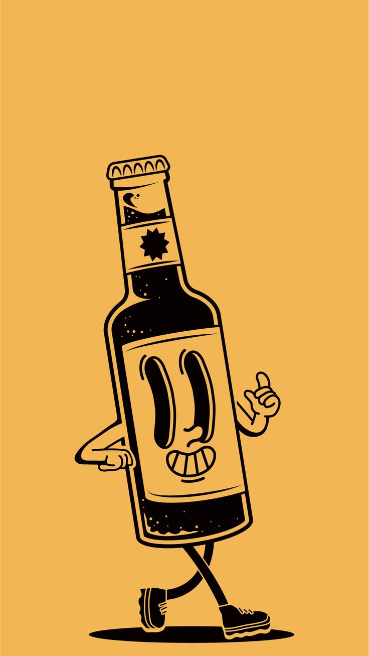 Retro Walking Glass Bottle Walking Illustration. A drink lover's gift idea for those who love vintage illustration and beer. Whether for a birthday, Christmas, or as a gift in general, it makes a great gifting item on a t-shirt, mug, hoodie and so much more.

retro walking glass bottle walking illustration, glass bottle, character, retro illustration, funny character, retro design, beer, beer bottle, pub, brew, drink, drink glass, drink party, vintage, vintage illustration, orange, yellow Walking Illustration, Beer Illustration, Mug Ideas, Logos Retro, Retro Graphic Design, Wallpaper Retro, Beer Poster, 8bit Art, Retro Cartoon