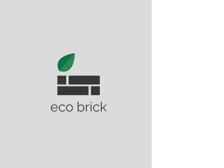 the eco brick logo is shown in grey and green, with a leaf on top