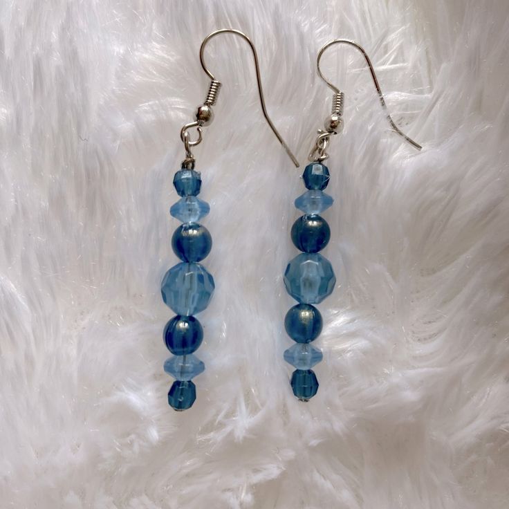 Brand New Never Worn. Handmade Custom Earrings. Two Different Color Blue Beads. Great Gift! Bundle And Save! Blue Round Beaded Earrings, Blue Round Beaded Earrings With Colorful Beads, Blue Adjustable Beaded Earrings For Pierced Ears, Adjustable Blue Beaded Earrings For Pierced Ears, Blue Hypoallergenic Beaded Earrings As Gift, Hypoallergenic Blue Beaded Earrings For Gift, Handmade Adjustable Blue Earrings, Blue Round Beaded Earrings For Gift, Blue Round Beaded Earrings As Gift