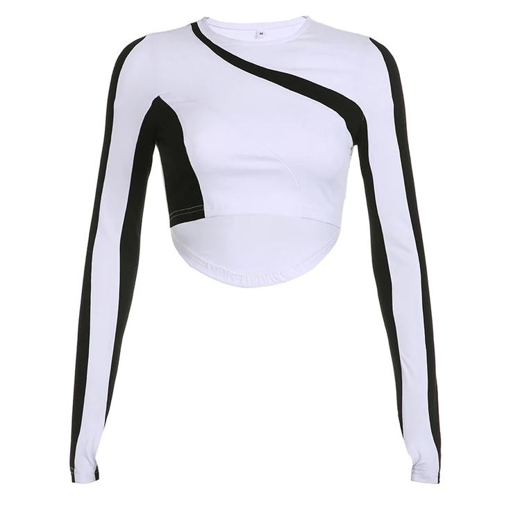 44536551276766|44536551309534|44536551342302 Sporty Stretch Tops With Contrast Color, Trendy Fitted T-shirt With Splicing Detail, Trendy Fitted T-shirt With Splicing, Stretch Tops With Contrast Color, Stretch Crew Neck Top With Splicing, White Spliced Tops For Streetwear, White Splicing Tops For Streetwear, Fitted T-shirt With Contrast Color, Contrast Color Block Long Sleeve Tops