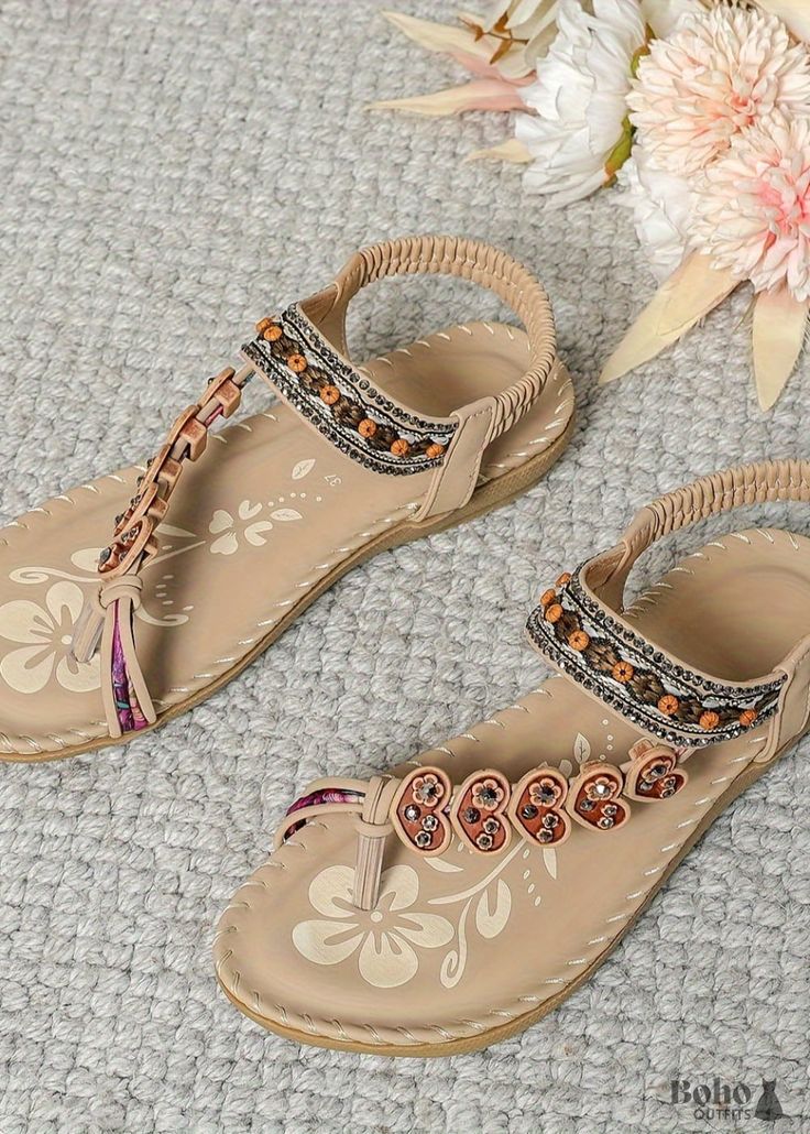 Introducing our Boho Beach Flat Sandals, the ultimate summer companion for every beach lover and sun seeker. These beach sandals women are designed not only for comfort but also to add a splash of style to your beachside looks. Our beach wedding sandals are a perfect choice for those special seaside ceremonies. Their soft sole sandals design ensures your feet stay comfortable no matter how long the celebration lasts. Whether you're heading to a beach party or a casual day out, these sandals are versatile enough to match any outfit. Ready to make heads turn while keeping your cool? Slip into these sandals and let your summer adventures begin! Upper Material: PU Sole Material: TPR Toe Shape: Round toe Upper Height: Low-top Heel Style: Open heel Gross Weight: 450 grams View All Boho Shoes or Sandals Design, Beach Wedding Sandals, Boho Shoes, Open Toed Heels, Beach Lover, Wedding Sandals, Us Beaches, Sandals Women, Summer Adventures