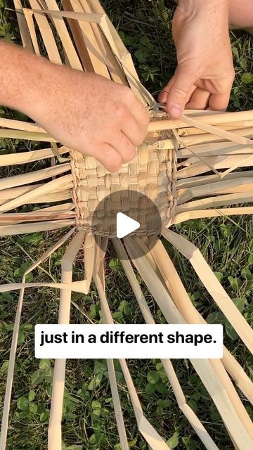 someone is making a wooden chair out of bamboo strips and sticks with the words just in a different shape