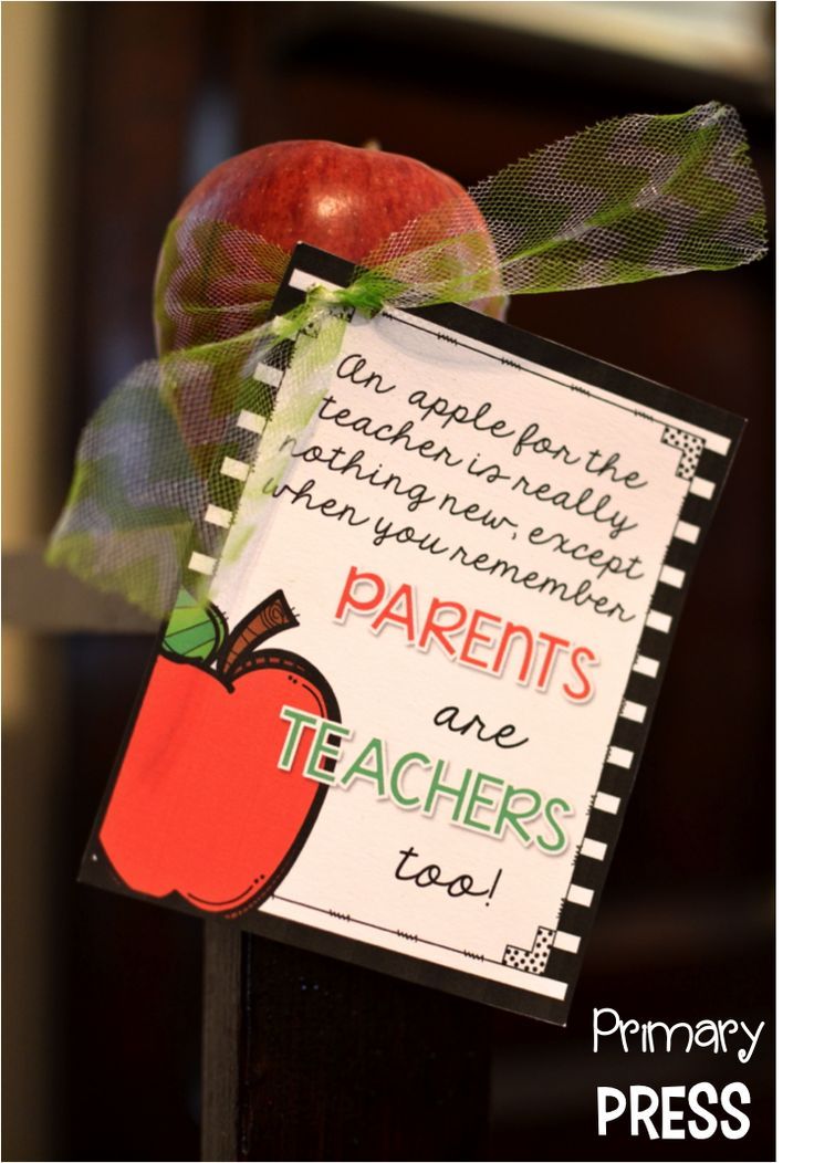 back to school parent gift with an apple and teacher's note hanging from it